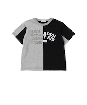 バイカラー切り替えロゴプリントビッグ半袖Tシャツ(100~160cm)