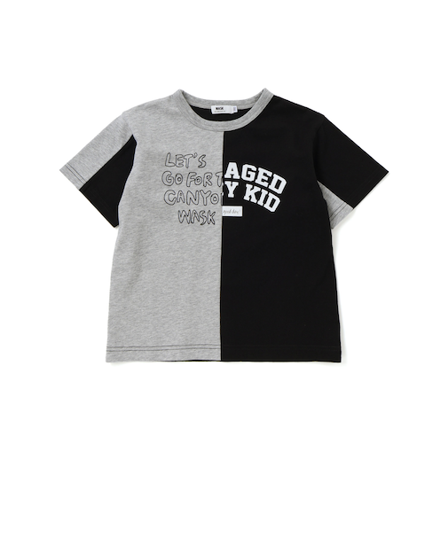 バイカラー切り替えロゴプリントビッグ半袖Tシャツ(100~160cm)