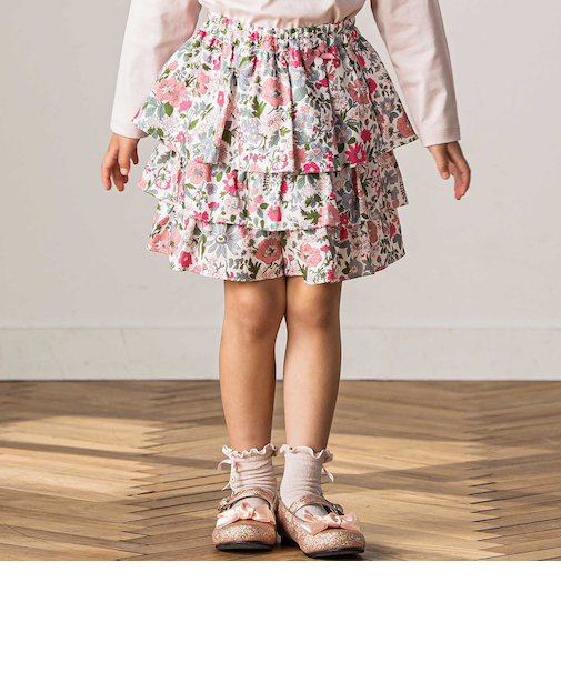 【日本製】【お揃い】リバティビエラ(DaisyMorisia)フリルキュロットパンツ(90～140cm)