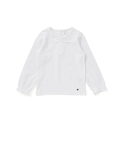 コンパクトコットン襟レース長袖Tシャツ(90～140cm)