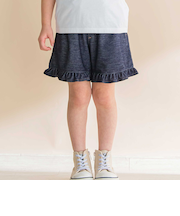 【お揃い】デニムニット裾フリルショートパンツ(80~130cm)