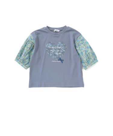 【お揃い】花柄バルーン5分袖スムースTシャツ(80~130cm)