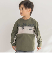 【店舗限定】フロッキープリント切り替え天竺長袖Tシャツ(95~150cm)