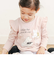 【スララク/防汚加工/オーガニックコットン】ときめき女の子長袖Tシャツ(80~130cm)