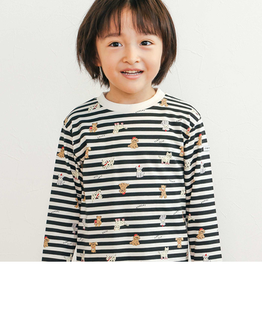 【スララク/防汚加工/オーガニックコットン】わくわく男の子長袖Tシャツ(80~130cm)