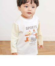 【スララク/防汚加工/オーガニックコットン】わくわく男の子長袖Tシャツ(80~130cm)