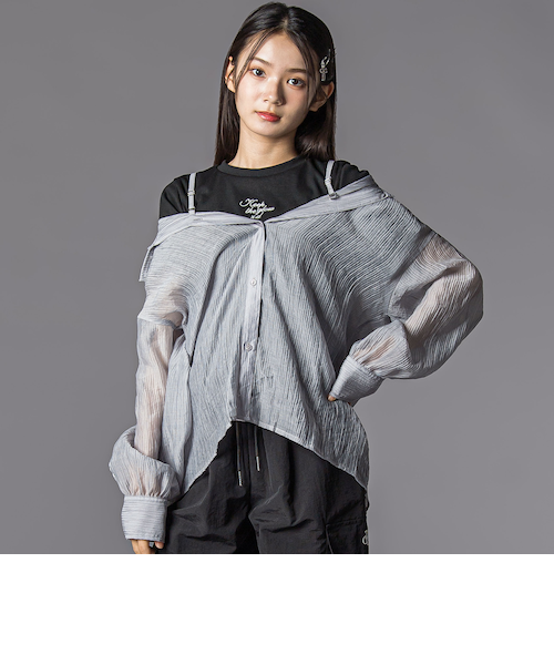 オフショルダー2WAY長袖シャツ＆半袖Tシャツセット(130~160cm)｜ベベ