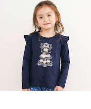 肩フリルキラキララインストーンティータイムTシャツ(80~130cm)