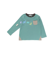 はたらくくるま恐竜ロケットプリントポケット付き長袖Tシャツ(80~130cm)