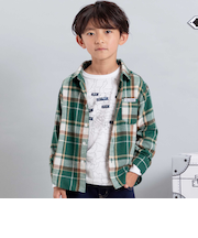 ネルチェック袖ロールアップ長袖シャツ(100~140cm)