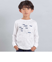 【抗菌・防臭】MAP＆FLAG袖リブ天竺長袖Tシャツ(90~150cm)