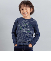 【抗菌・防臭】MAP＆FLAG袖リブ天竺長袖Tシャツ(90~150cm)