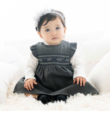 無地スモッキングジャンパースカート(70~90cm)