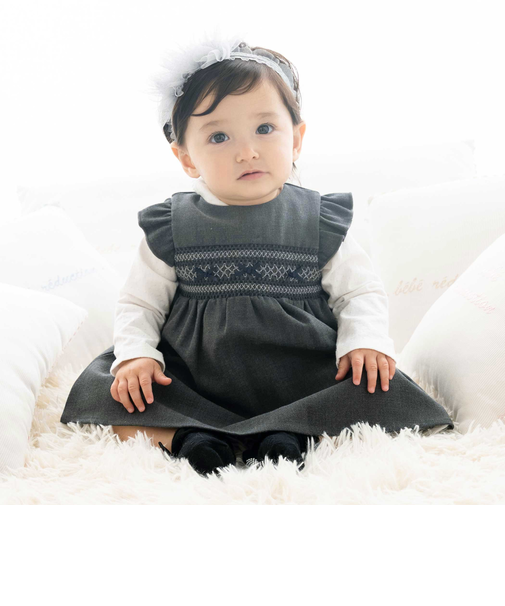 無地スモッキングジャンパースカート(70~90cm)