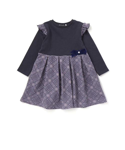 新品　べべ　Bebe ワンピース　150 パイナップル　綿100%　13200円 袖フリルエンブレム刺しゅうワンピース(95~150cm)(95cm ホワイト