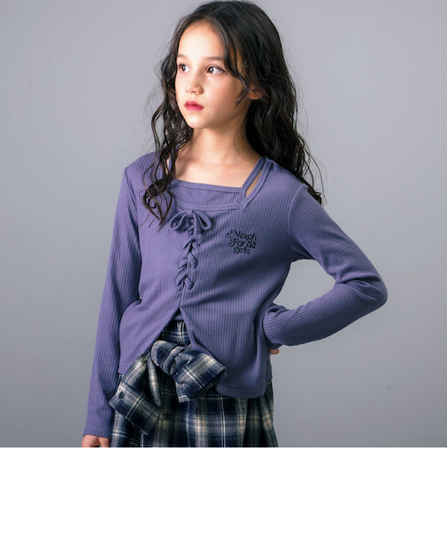 テレコキャミソールレイヤード長袖Tシャツ(110~150cm)