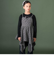 天竺長袖Tシャツｘロングキャミソールセット(110~150cm)