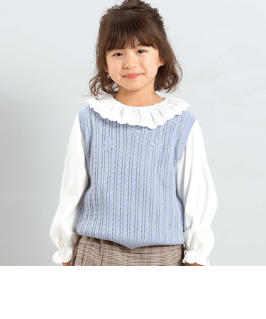 ケーブル編みクルーネックニットベスト(90~150cm)