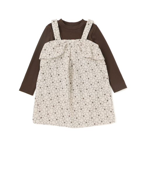 最終価格❗フランシュリッペ⭐可愛い柄のジャンバースカート美品 店舗限定】花柄コールテンジャンパースカート＋長袖リブトップス