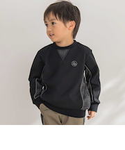 【店舗限定】【お揃い】カノコボンディングチェックジャガード切り替えトレーナー(95~150cm)