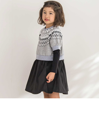 【店舗限定】ノルディック切替長袖ワンピース(95~150cm)