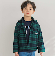 【店舗限定】【お揃い】チェックフラップポケット長袖シャツ(95~150cm)