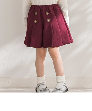 【店舗限定】フロントボタンプリーツキュロットパンツ(95~150cm)