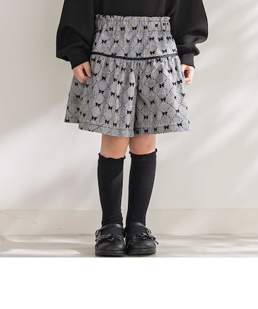 【店舗限定】【お揃い】リボンチェックキュロットパンツ(95~150cm)