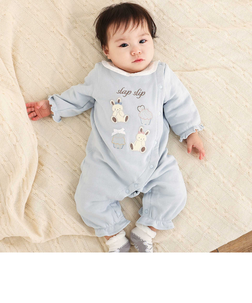 アニマルクマウサギシフォンフリル襟ロンパースベビー(60~80cm)