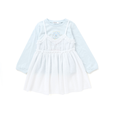 メリーゴーランドプリントTシャツ+チュールキャミワンピース(90~130cm)