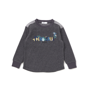 恐竜サガラ刺しゅうワッフルTシャツ(80~130cm)