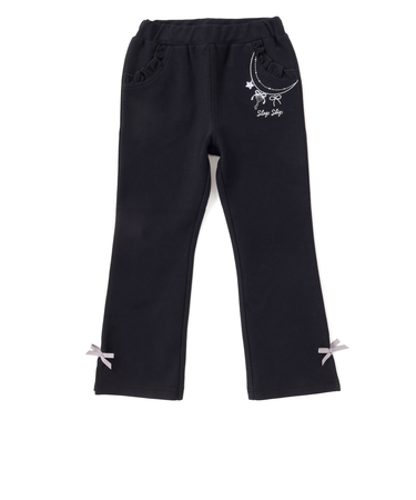 キラキラモチーフ刺しゅうフリル腰ポケットフレアパンツ(80~130cm)