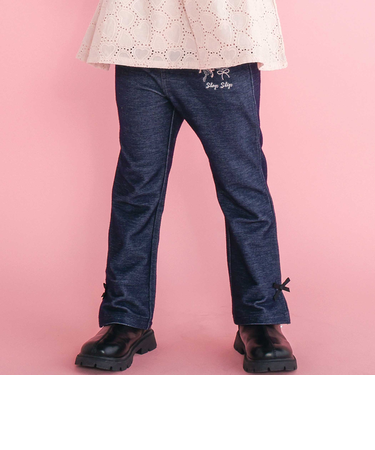 キラキラモチーフ刺しゅうフリル腰ポケットフレアパンツ(80~130cm)