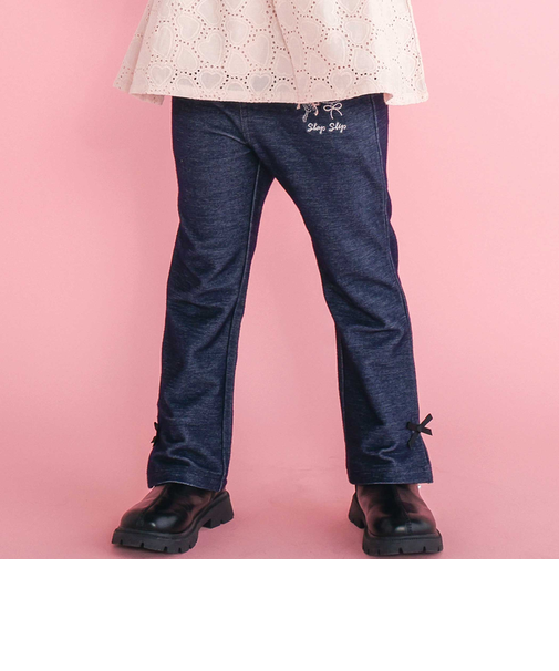 キラキラモチーフ刺しゅうフリル腰ポケットフレアパンツ(80~130cm)