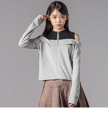 オフショルダージップトップス(130~160cm)