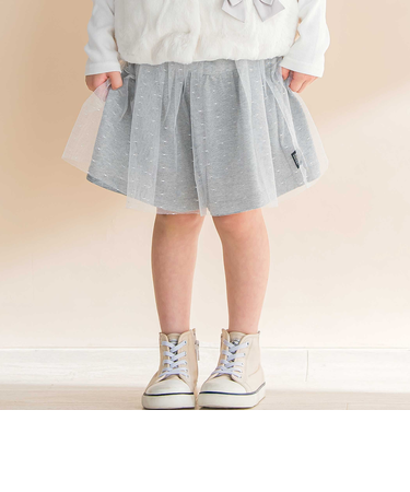 ラメ入りチュールティアードキュロット(80~130cm)
