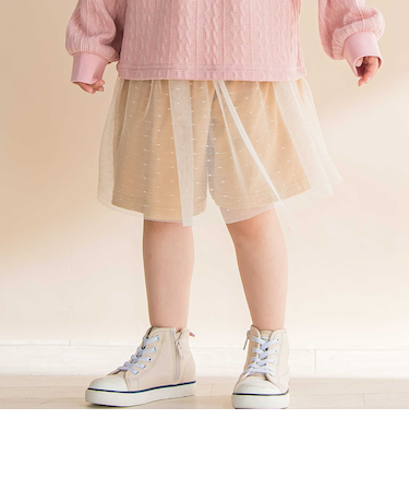 ラメ入りチュールティアードキュロット(80~130cm)