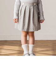 【日本製】【お揃い】チェックフロッキードットスカート(100~140cm)