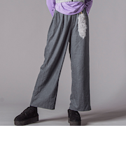 キーホルダー付きサテンライクワイドパンツ(130~160cm)