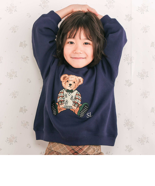アニマルいろいろクマさん刺しゅうトレーナー(80~130cm)｜ベベ