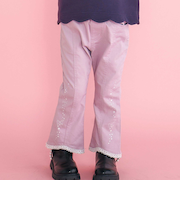キラキラプリント裾レースデニムツイルパンツ(90~130cm)