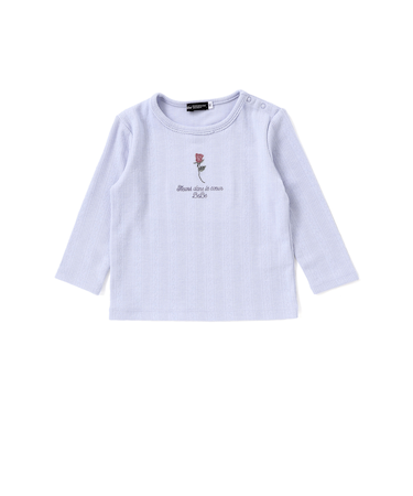 針抜きローズ刺しゅう長袖Tシャツ(80~100cm)