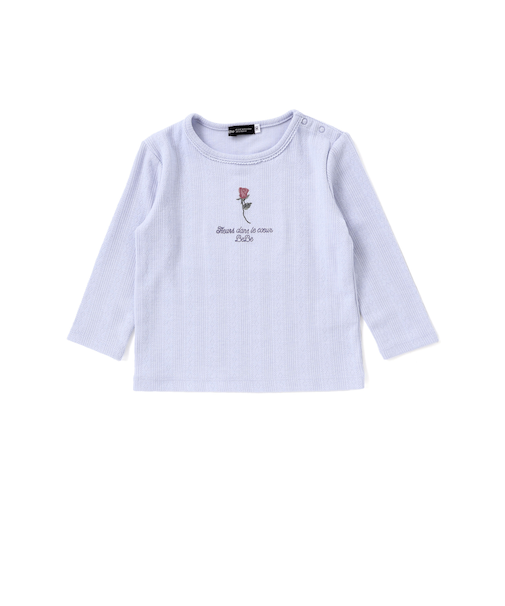 針抜きローズ刺しゅう長袖Tシャツ(80~100cm)