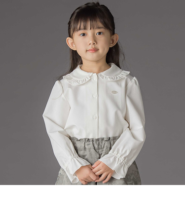 丸襟フリル長袖ブラウス(95~150cm)
