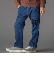 フロッキープリントストレッチロングデニムパンツ(95~160cm)