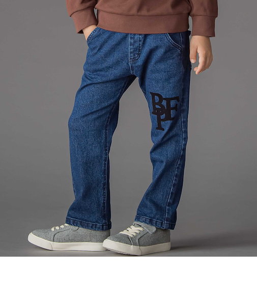 フロッキープリントストレッチロングデニムパンツ(95~160cm)