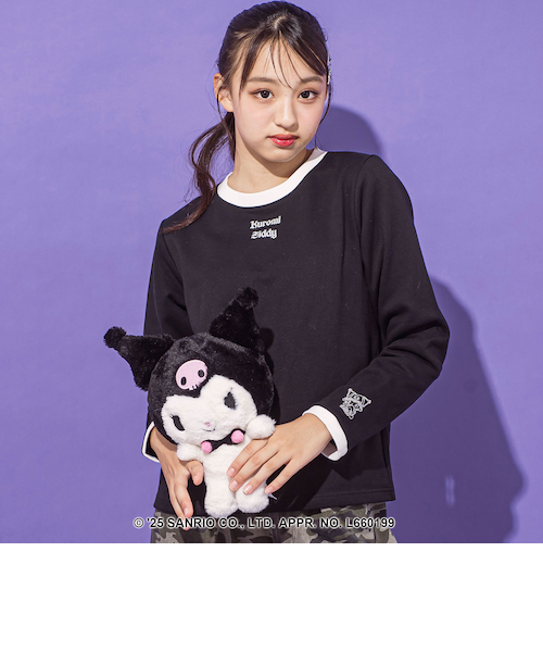 m.u japoness 凸凹リバーシブルスウェット （White×Black） クロミ】刺しゅう配色リンガースウェット(130~160cm)｜ベベ