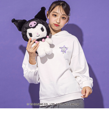 【クロミ】ロゴプリント刺しゅうフーディ(130~160cm)