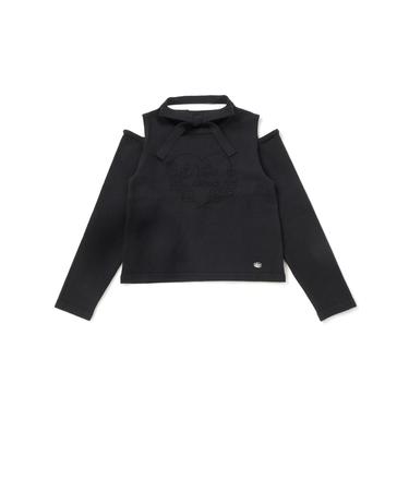 肩開きハートロゴ入りジャガードニット(110~150cm)