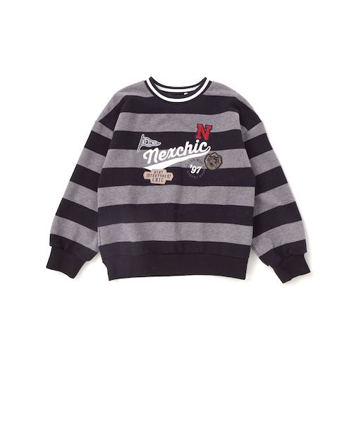 フェルトパッチ刺しゅう入り裏毛トレーナー(110~150cm)